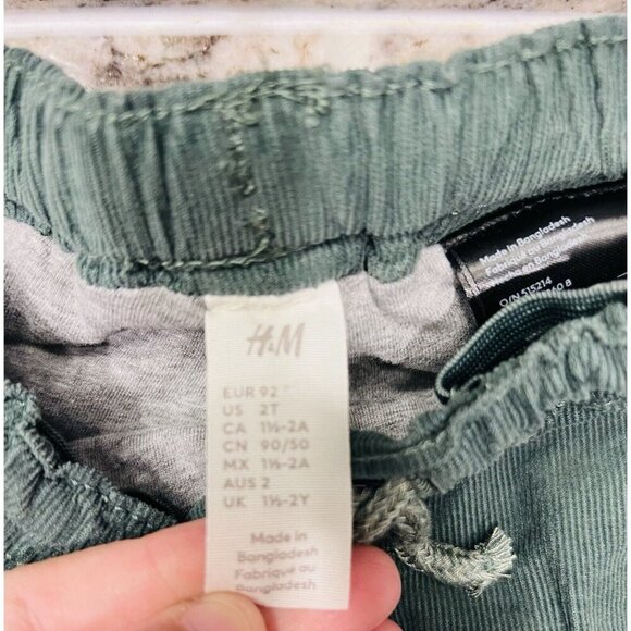 H&M Toddler Boy Set Knit Button Cardigan Lined Green Curdoroy Pants Size 2T - Picture 10 of 11